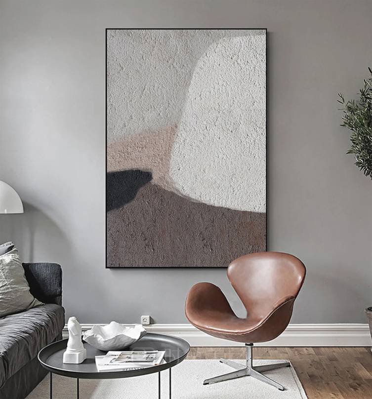 Dining Handmade Hand-painted Minimal Geometric Contemporary Abstract 4PU9O